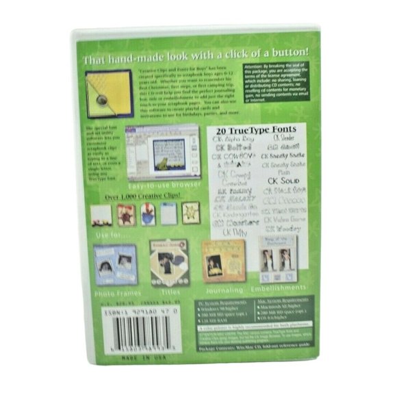 Creating Keepsakes Creative Clips and Fonts For Boys CD Scrapbooking and Crafts - Picture 3 of 3